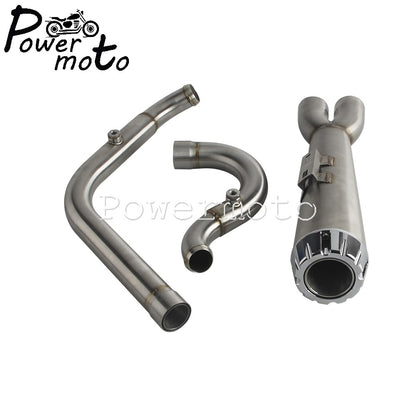 2-into-1  Exhaust Muffler Drag Pipe Slip On For Harley Softail FXLR S FXLRS FXST FXBBS FXBB ST FXLRST 117 FXRST FLDE 2018+