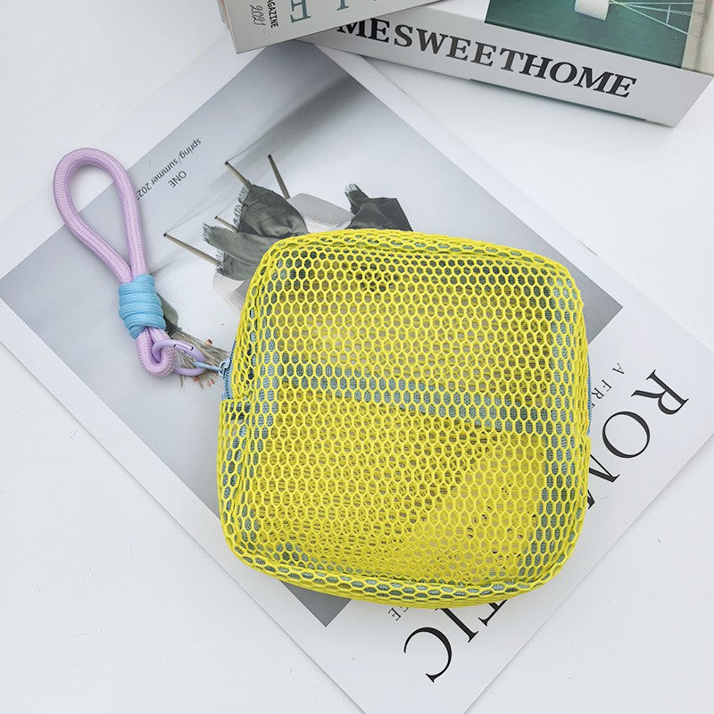 Tofu Bag Mini Zero Wallet Large Capacity Net Fabric Makeup Bag Dopamine Net Fabric Lady's Purse Colorful