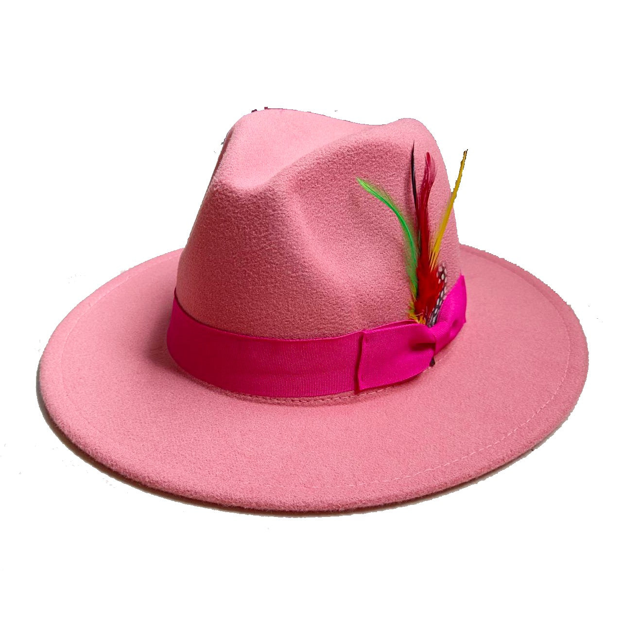 Leather Pink Fedora Wide brimmed Jazz Hat Autumn/Winter Classic Elegant Panama Hat Gentleman Hat Wholesale Sombrero