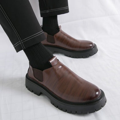 High Quality Thick Soled Leather Shoes Male Trend Men’s Dress Shoes Formal Leather Platform Loafers Shoes For Man