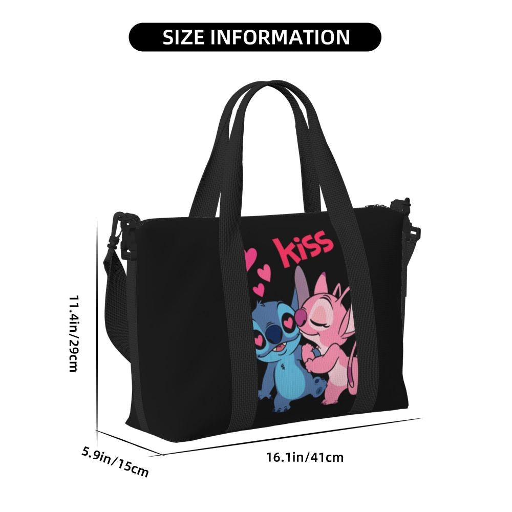 Custom Large SLilo And Stitch Cartoon Tote Bag Women Anime Shopping Shoulder Beach Gym Travel Bag