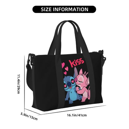 Custom Large SLilo And Stitch Cartoon Tote Bag Women Anime Shopping Shoulder Beach Gym Travel Bag