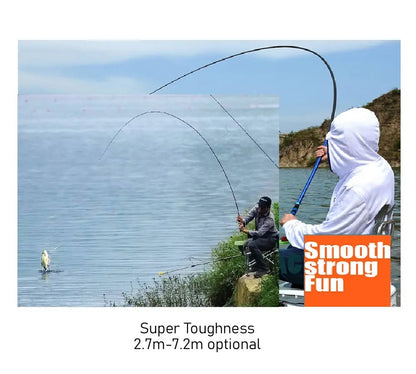 Vara de Pesca BAKAWA Stream Telescópica 3.6M/3.9M/4.5M/5.4M/6.3M/7.2M 100% Fibra de Carbono Pesca de Carpa em Água Doce Pesca de Viagem