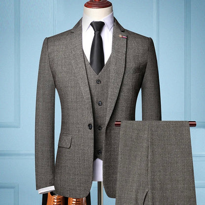 Traje De Hombre Elegante (Blazer+Vest+Pants) Men's Fashion Business Casual Slim Fit Wedding Business Suit Elegant Man Suit 6XL
