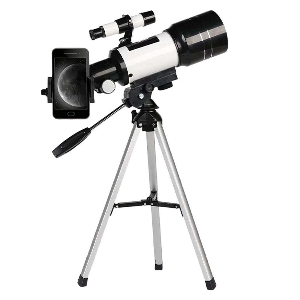 Telescópio Astronômico 150X, Refrator de Abertura de 70mm, Telescópio Portátil de Viagem com Adaptador de Celular e Controle Remoto Sem Fio