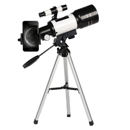 Telescópio Astronômico 150X, Refrator de Abertura de 70mm, Telescópio Portátil de Viagem com Adaptador de Celular e Controle Remoto Sem Fio