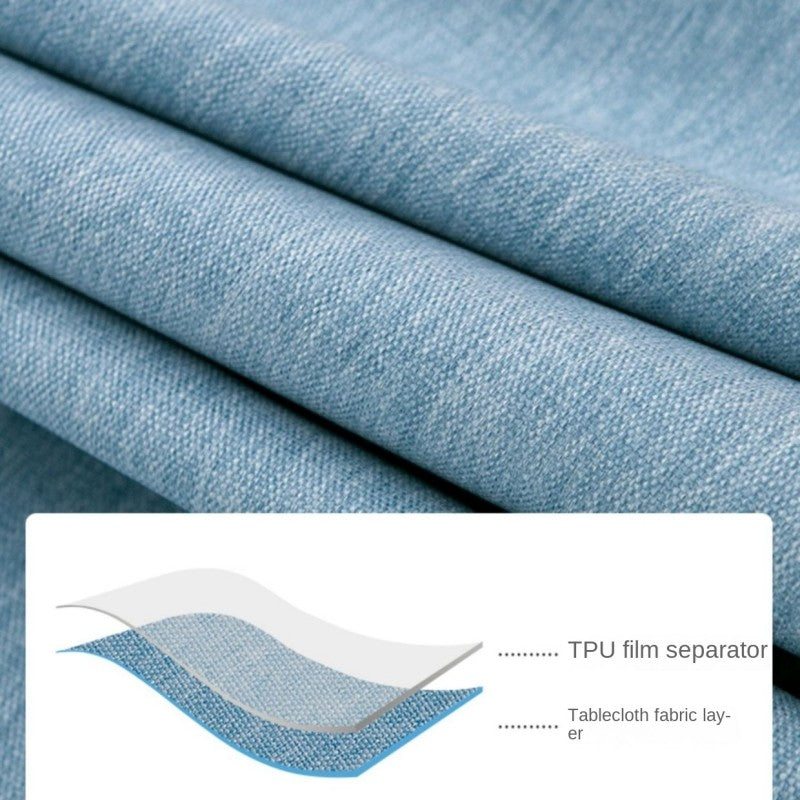 Large Round Tablecloth Solid Color Cotton Linen Waterproof Table Cloth Oil-Proof Table Cover for Kitchen Garden Restaurant