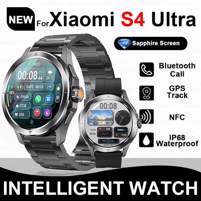 Novo Para Xiaomi S4 Ultra Outdoor Sports Smart Watch Masculino 1,53 polegadas AMOLED NFC GPS Bússola Frequência cardíaca À prova d'água Chamada BT Smartwatch