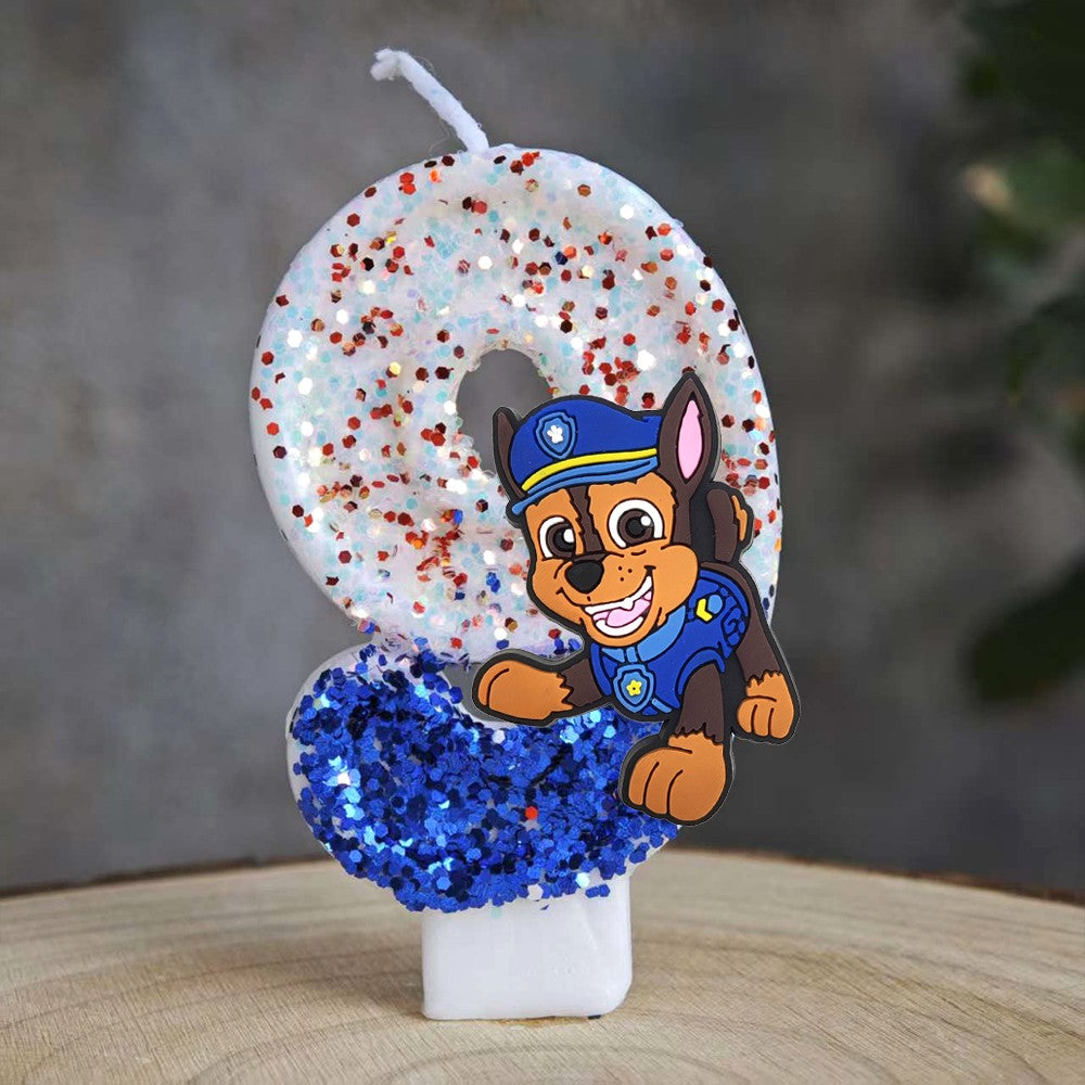 Paw Patrol Candle 0-9 Number Candle Paw Patrol Cartoon Character Party Cake Plug-in Birthday Cake Decoration Baby Shower Gift