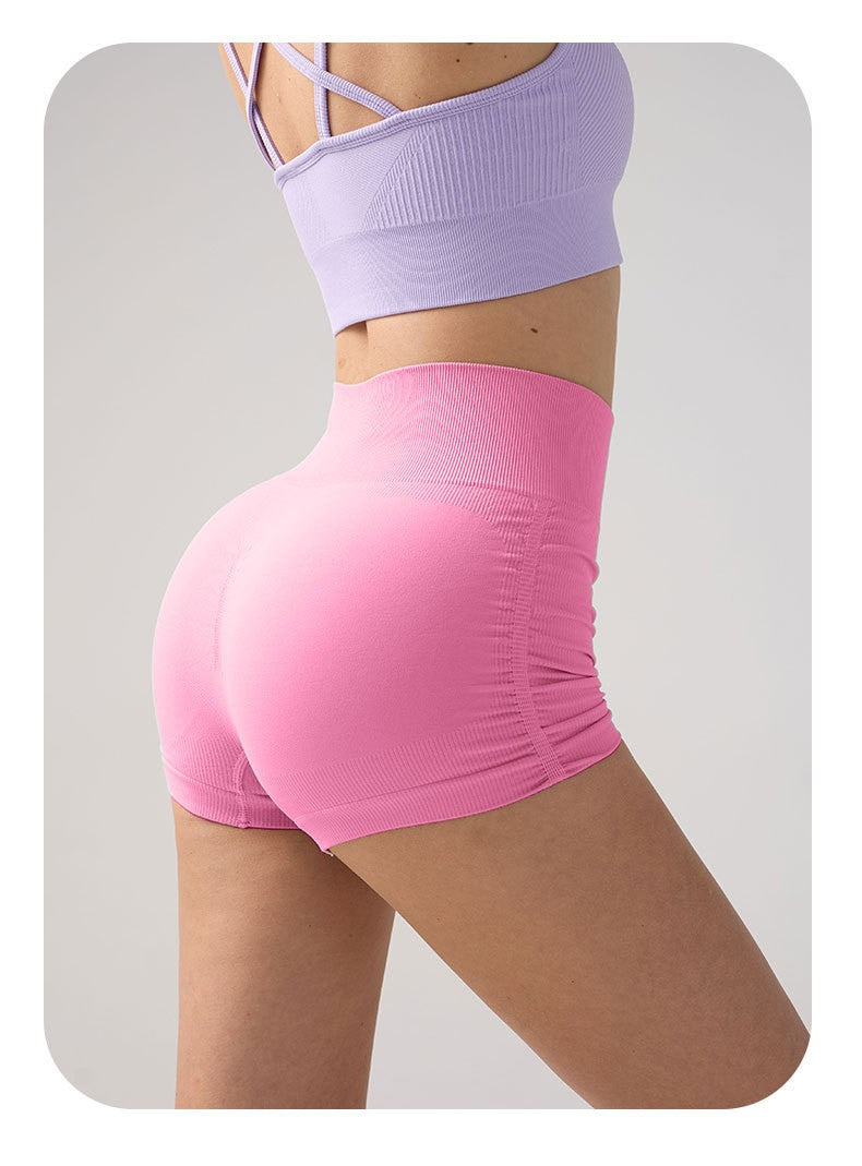Women High Waist Fitness Shorts Gym Hip Lifting Yoga Sports Tight Running Shorts Exercise Three Folded Yoga Shorts