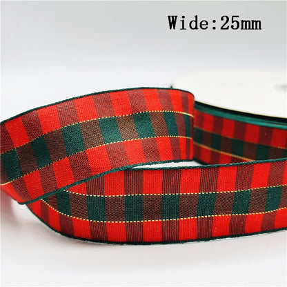 5yards/Lot 10mm 25mm Plaid Ribbon Christmas Decor Ribbon For Handmade Design Christmas Decoration DIY Gift Wrapping