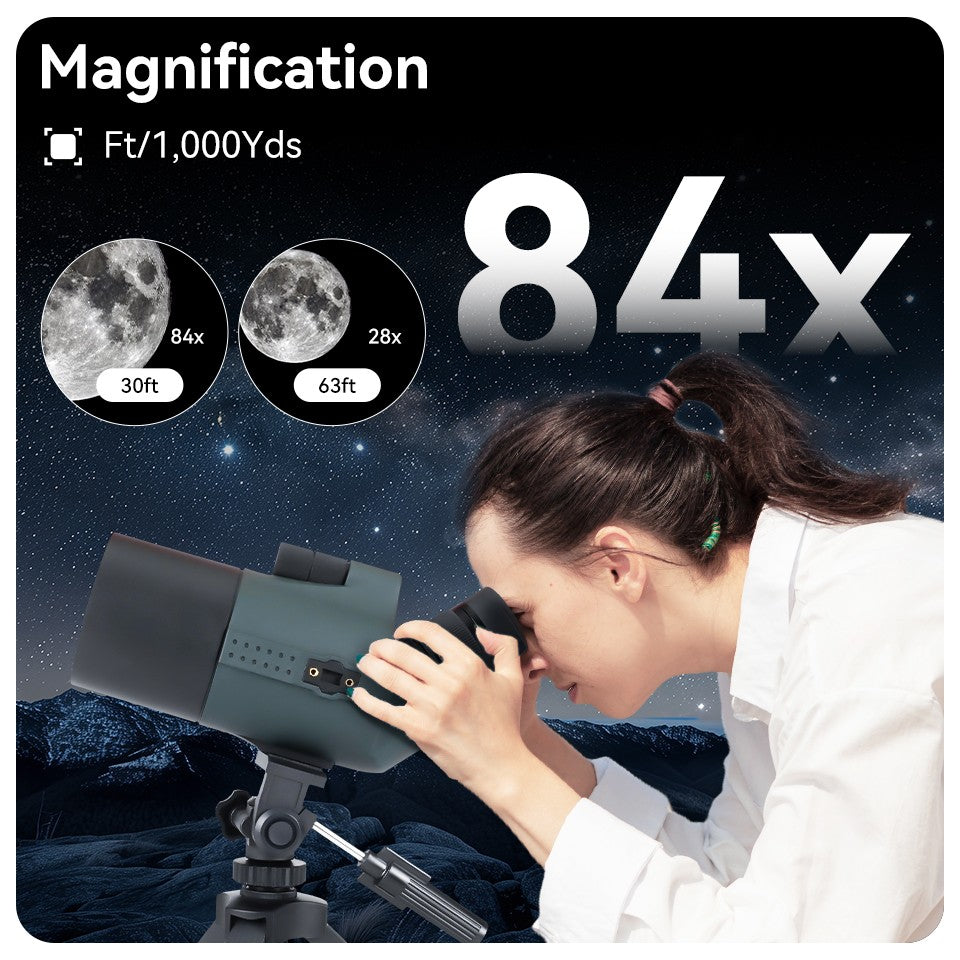 Luneta de Observação Svbony SV41Pro Mini Mak 20-84x80mm Telescópio Compacto para Observação de Pássaros Uso Terrestre e Astronômico Duplo Propósito