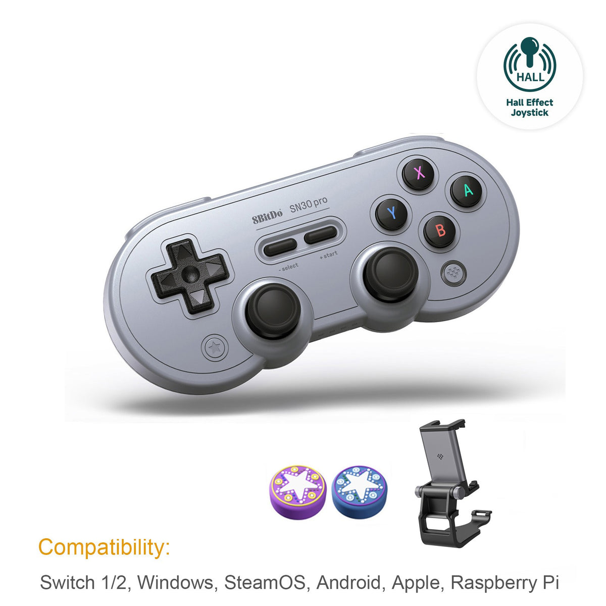 8Bitdo SN30 Pro Bluetooth Wireless Gaming Controller with Hall Effect for Switch 2 MacOS Android Raspberry Pi Windows Steam Deck