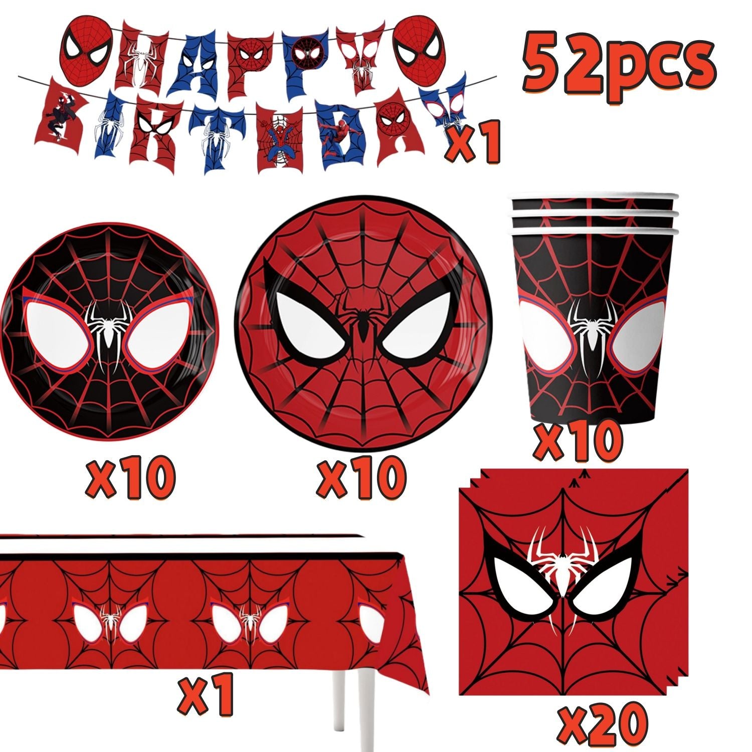 Mask Spider Hero Birthday Party Supplies Tableware Kit Plates Cups Tablecloth Backdrop Balloons Kids Party Decorations Favors