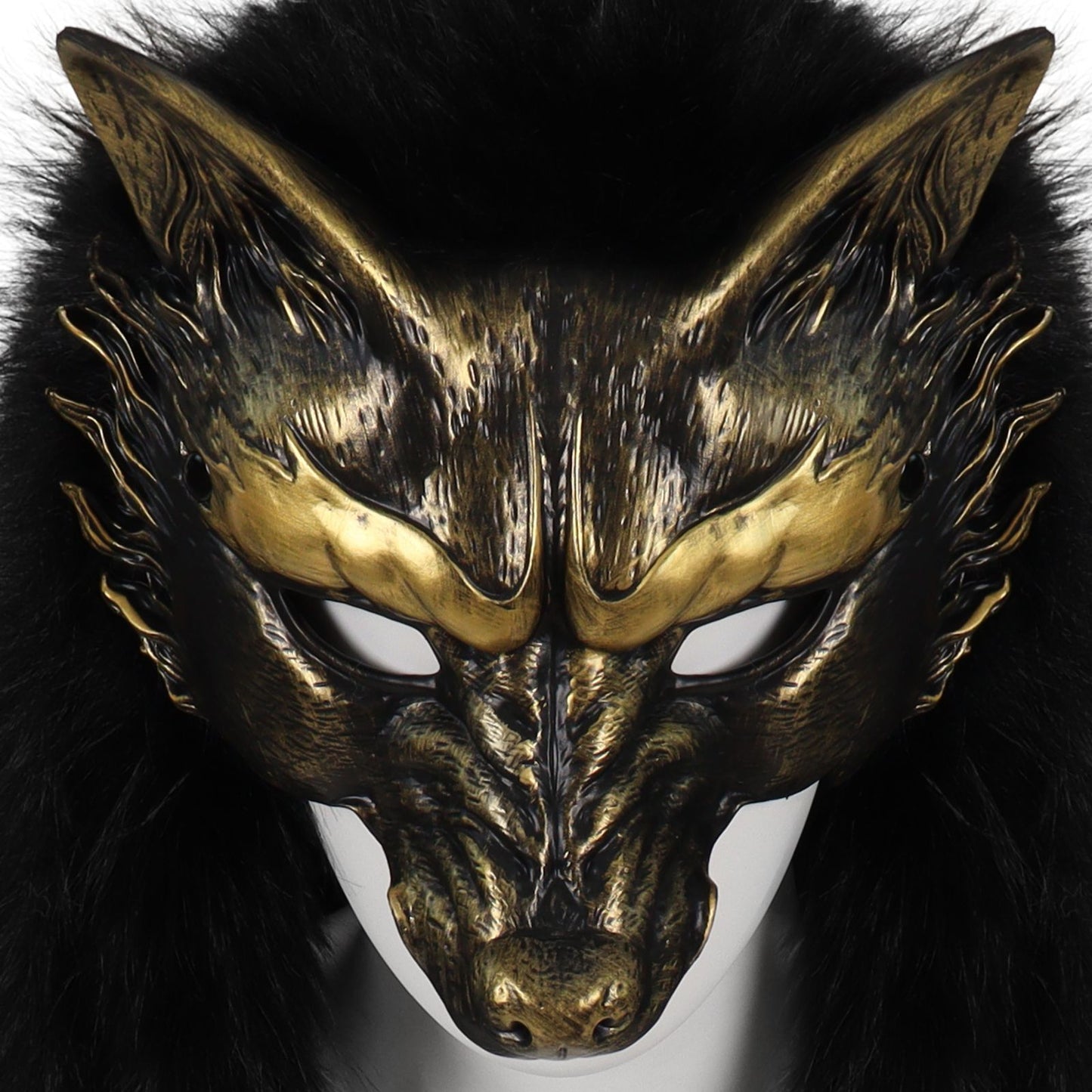 Viking Wolf Mask Faux Fur Headdress Werewolf Barbarian for Halloween Cosplay Costume Accessories