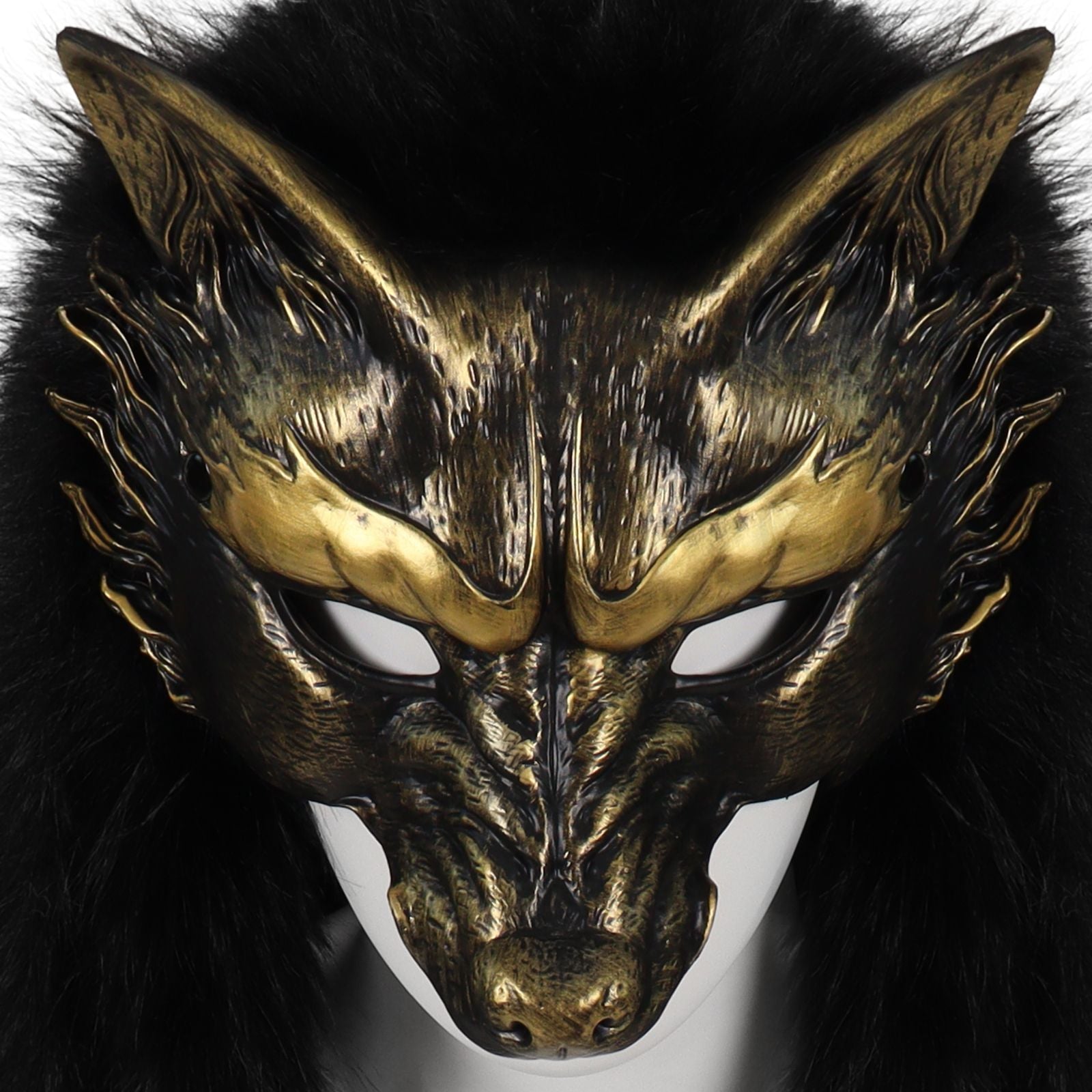 Viking Wolf Mask Faux Fur Headdress Werewolf Barbarian for Halloween Cosplay Costume Accessories