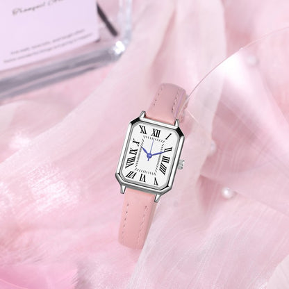 2024 New Foreign Trade Casual Fashion Fresh Art Silver Case Square Strap Roman Women's Quartz Watch in Stock