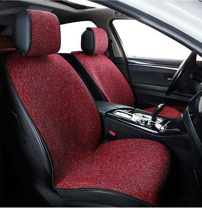 SEAMETAL Flax Car Seat Cover Breathable Sweatproof Linen Car Seat Cushion with Backrest Pad 4-Season Universal for 98% Vehicles