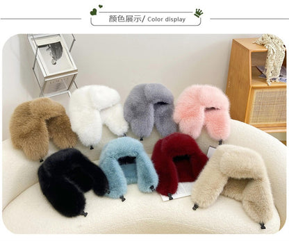 Fluffy Imitation Mink Fur Bomber Hats Women's Autumn and Winter Korean Version Plush Hat Female Ins Blogger Cycling Cold Hat