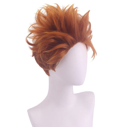 Short Curly Orange Cosplay Wig for Men Synthetic Heat Resistant Hair with Free Wig Cap Halloween Party Costume