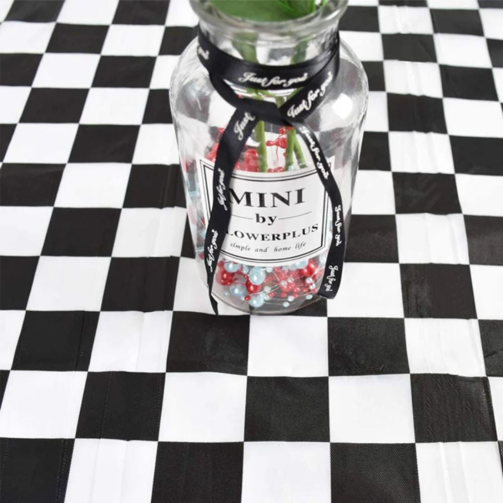 137x274cm Party F1 race black and white checkered tablecloth Waterproof and stain-proof disposable tablecloth