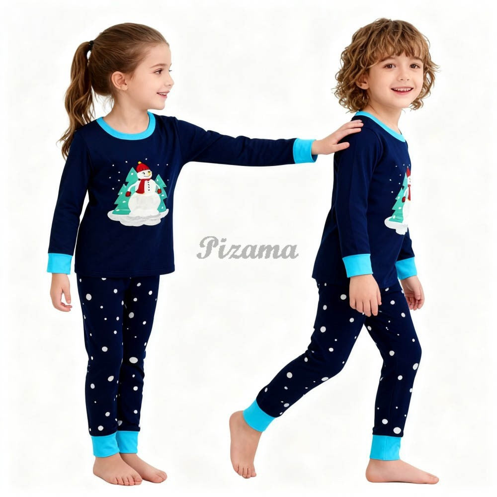 100 Cotton Girls Christmas Pajamas Sets Kids Pyjamas Penguin Snowman Pijama Xmas Homewear Baby Sleepwear Children Nightwear Pjs