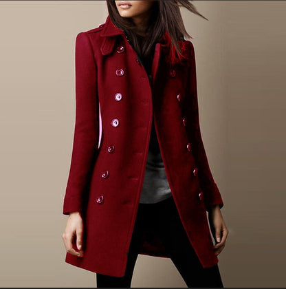 Fashion Elegance Women Jacket Mid-length Coat 2025 Solid color Belt Single-breasted Turn-down Collar for Ladies Office Outfit