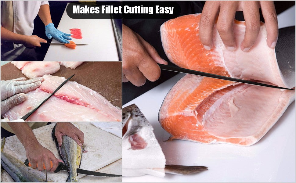 Faca de Pesca para Filetar Desossar Peixe 5 6 7 8 9 Polegadas Faca de Sashimi de Cozinha Antiaderente para Raspar Peixes Faca para Filetar Bainha