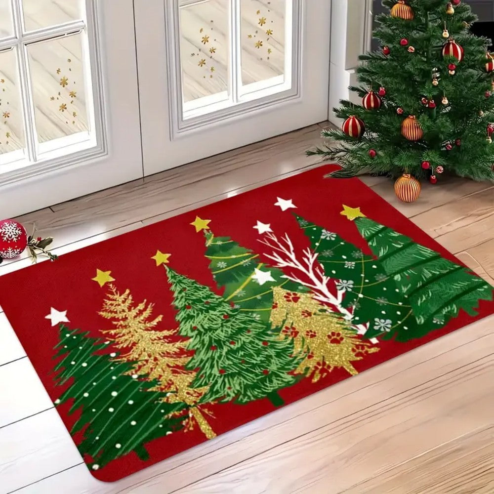 Merry Christmas Christmas Tree Enlargement Doormat Machine Washable for Living Room, Bedroom, Kitchen, Household Entry Doormat