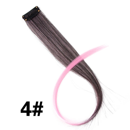 Apliques Sintéticos Presilha de Uma Peça Extensões de Cabelo Arco-Íris Cabelo Sintético Liso Peças de Cabelo de 45cm Longo Ombré Rosa Roxo Vermelho Azul