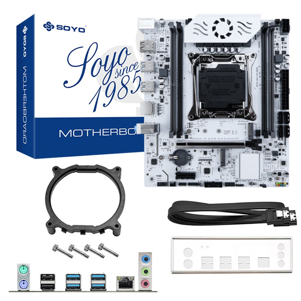 Placa Mãe SOYO X99 DDR4 LGA2011-3 com slot M.2 Suporta Chipset C612 Dual channel DDR4 SATA 3.0 Cooler Branco Reforçado