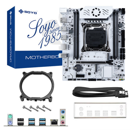 Placa Mãe SOYO X99 DDR4 LGA2011-3 com slot M.2 Suporta Chipset C612 Dual channel DDR4 SATA 3.0 Cooler Branco Reforçado