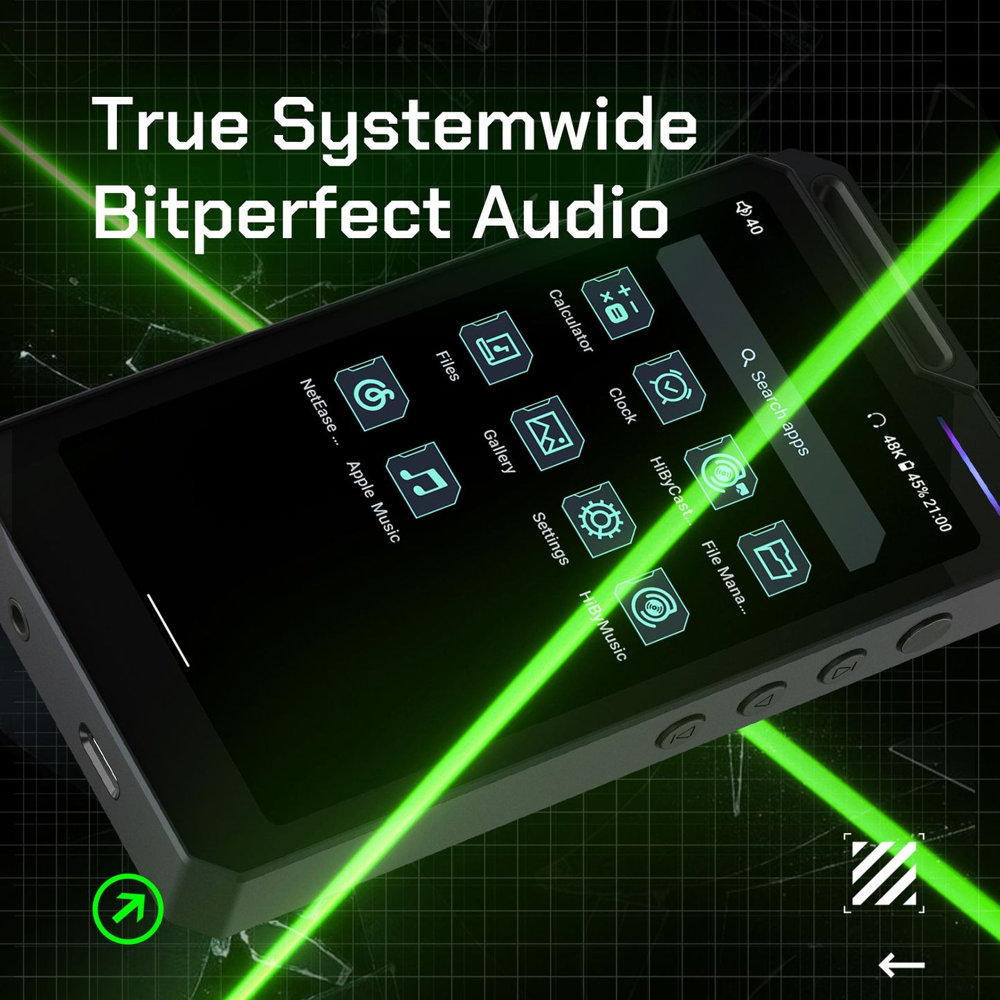 HiBy R4 ES9018Q2M*4 Android12 HiFi Music Player MP3 Áudio Bluetooth WiFi DSD256 MQA 16x USB DAC Amplificador de Fone de Ouvido 11hr 4.7'' OPA1652