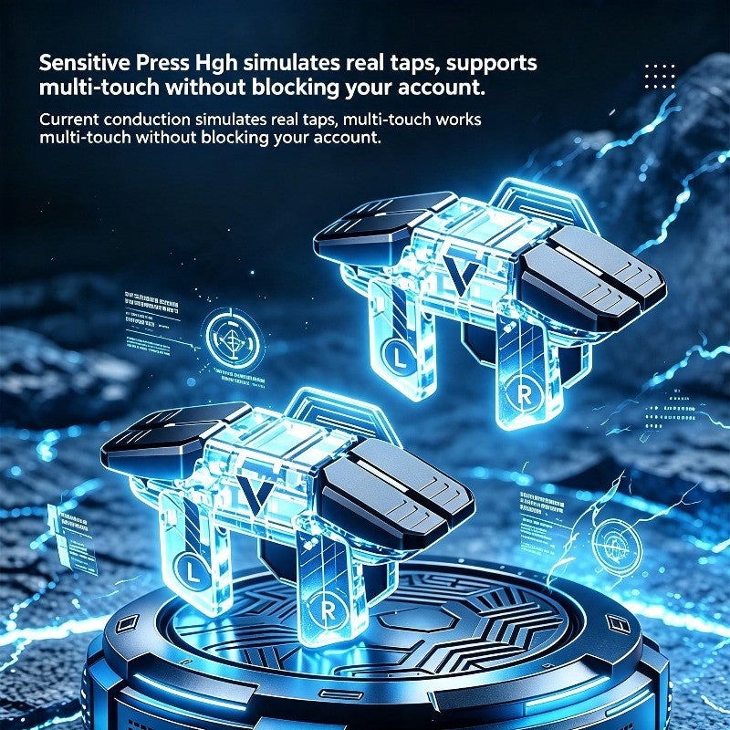 NEW Six Fingers Linkage Gamepad Mobile PUBG Game Trigger L1 R1 ABS Body Alloy Key Mechanical Buttons for 6.0-14.0mm Smart Phone