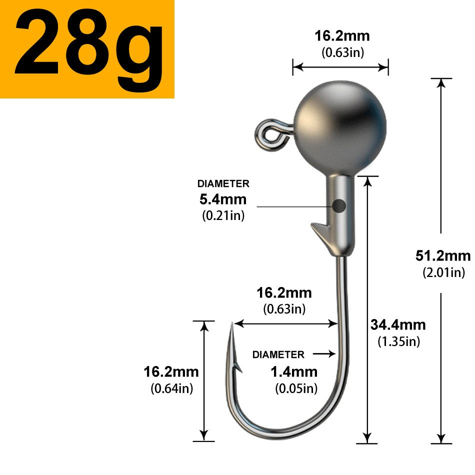 MrLurion 30pçs 1g 2g 3g 5g 10g 14g 18g 22g 25g 28g Anzol tipo jig head, anzol redondo para iscas soft e crank