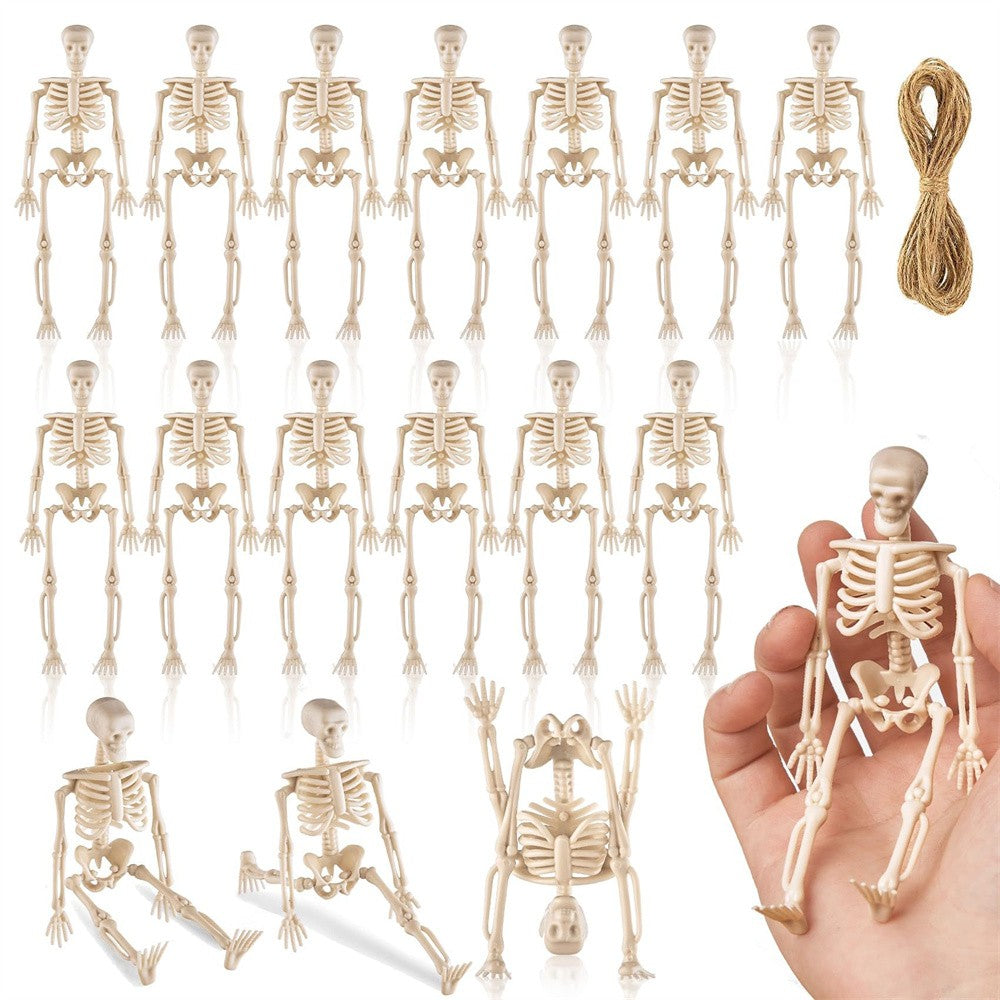 6/12PCS Mini Skeleton Figurines Small Skeletons Halloween Decorations for Craft Haunted House Accessories Party Favors 6 Inch