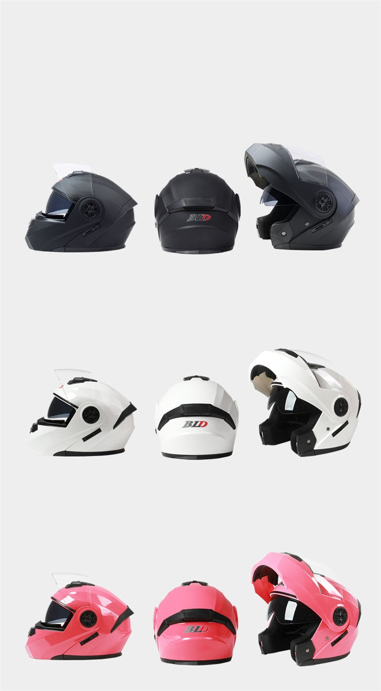 BLD Capacete Fechado Personalizado para Moto Masculino Feminino Capacete Moderno com Viseira Dupla Motocross Corrida Articulado Casco Moto