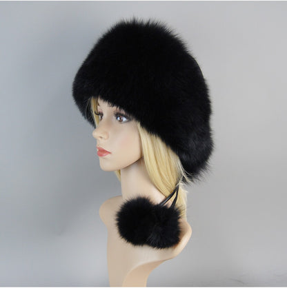 Nova Touca de Luxo de Inverno 100% Pelo de Raposa Natural Toucas de Pelo de Raposa Real de Qualidade para Mulheres Toucas de Pelo de Raposa Genuíno para Meninas