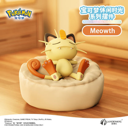 6 Estilos Novos Pokémon Casual Time Pikachu Munchlax Slowpoke Rowlet Meowth Charmander Bonecos Anime Dormindo Brinquedos de PVC Kawaii