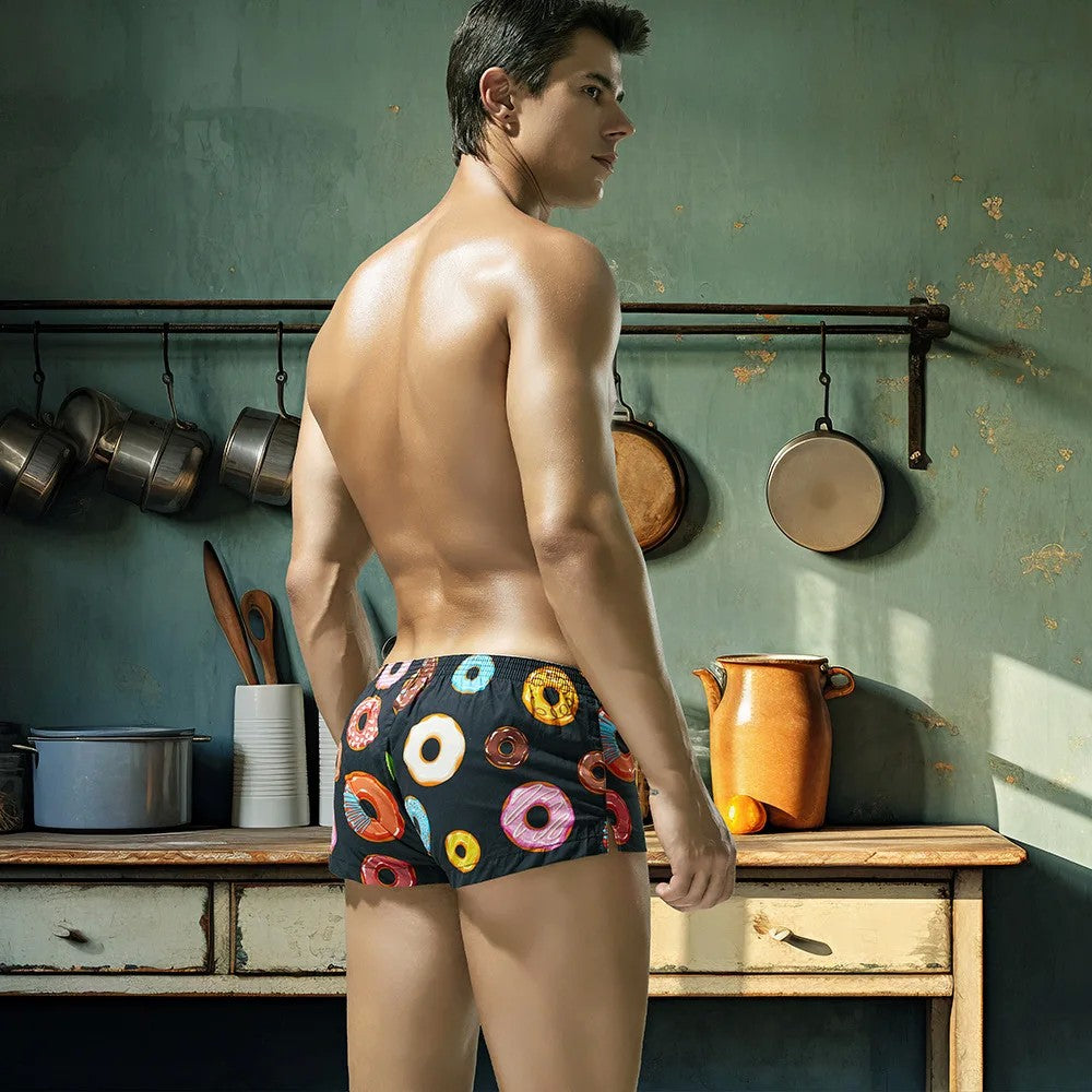 Donut print men's new flat pants cotton comfortable boxers XB240507