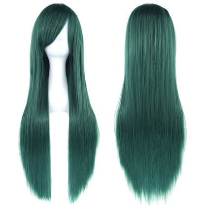 Soowee 80cm Cabelo Sintético Comprido Branco Roxo Perucas Cosplay Festa Preto Cabelo Liso Peruca Postiça para Mulheres