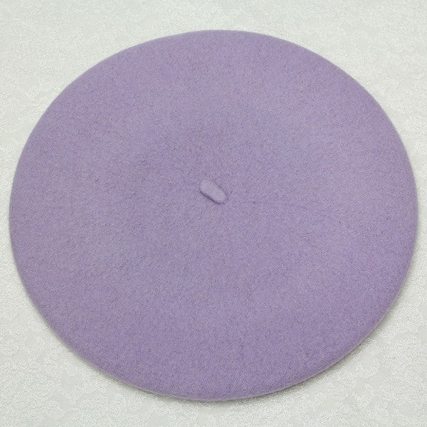 Boina de lã sintética quente de inverno feminina meninas artista francesa gorro chapéu vermelho preto roxo bege laranja Kawaii bonés de topo plano aquecedores