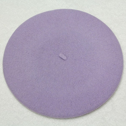 Boina de lã sintética quente de inverno feminina meninas artista francesa gorro chapéu vermelho preto roxo bege laranja Kawaii bonés de topo plano aquecedores