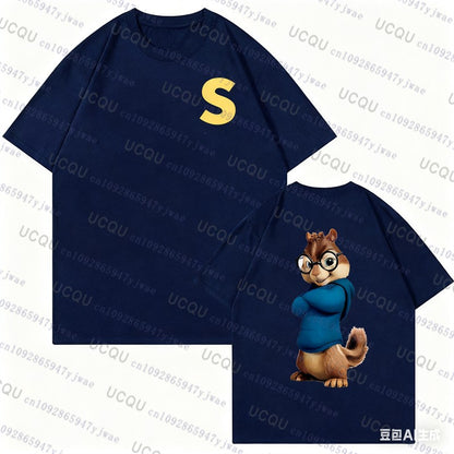 Alvin and The Chipmunks Cosplay Short Sleeve Tshirt Autumn Unisex S/P Movie Nerd Geek Anime Fashion Cotton Casual Pajama T-shirt