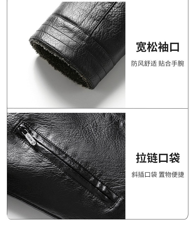 2025 veluokldly Leather Jacket Man Winter Motocross Windproof Warm PU Leather Coat chaqueta Male Trendy Motorcycle Fleece Coats