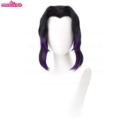 High Quality Kochou Shinobu Kocho Cosplay Wig 35cm Black Purple Pigtail Heat Resistant Synthetic Hair Anime Wigs + Wig Cap
