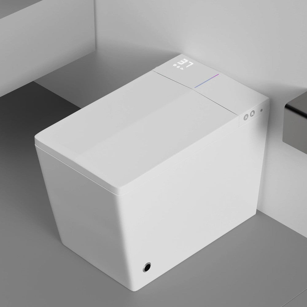 Vaso Sanitário Inteligente Alongado com Tanque Embutido, Autodescarga Quadrada com Wi-Fi, Assento de Bidê Aquecido Retangular e Secagem, Luz Noturna Conveniente para