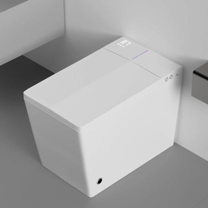 Vaso Sanitário Inteligente Alongado com Tanque Embutido, Autodescarga Quadrada com Wi-Fi, Assento de Bidê Aquecido Retangular e Secagem, Luz Noturna Conveniente para