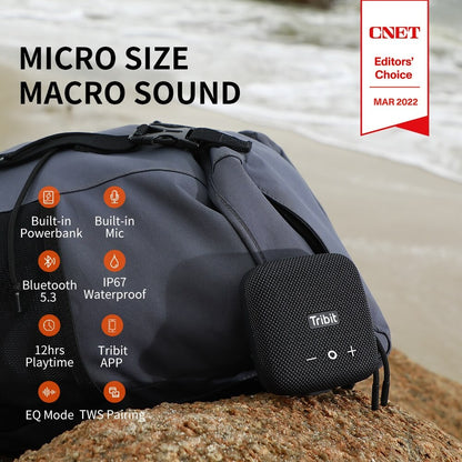 Tribit StormBox Micro 2 Caixa de Som Bluetooth Portátil 90dB Som Alto Graves Profundos IP67 à Prova d'Água Alto-falante Pequeno para Acampamento Alça Embutida