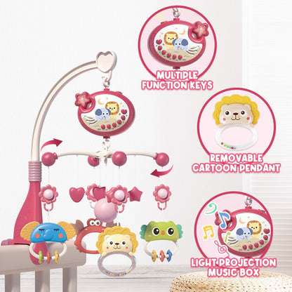 Baby Musical Crib Mobile And Rattle Remote Control Function 360 Rotating Mobile Baby Toys With Projection Hanging Bell Toy Gifts